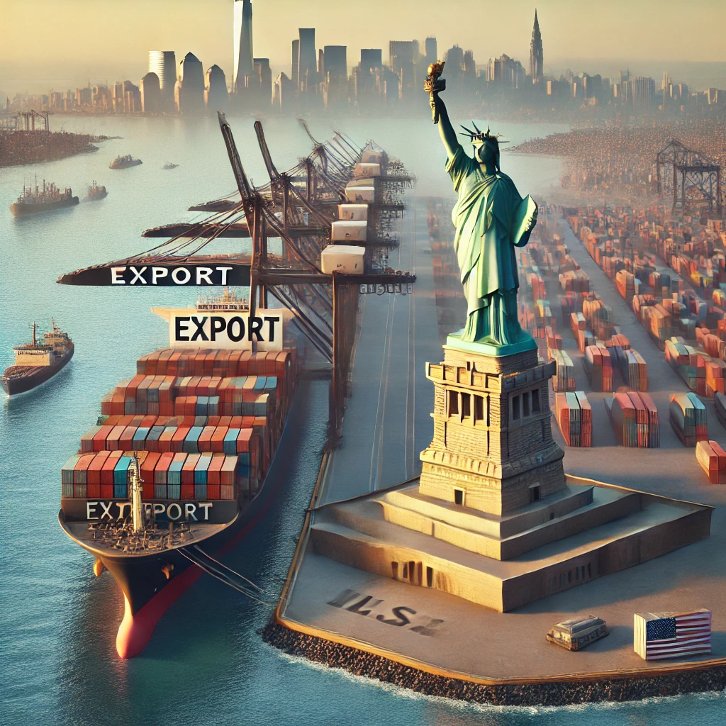 미국에 컨테이너선을 이용하여 수출하는 사진