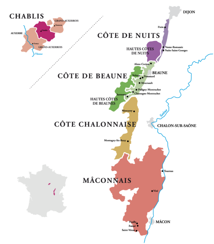 꼬뜨 드 본(Côte de Beaune) map