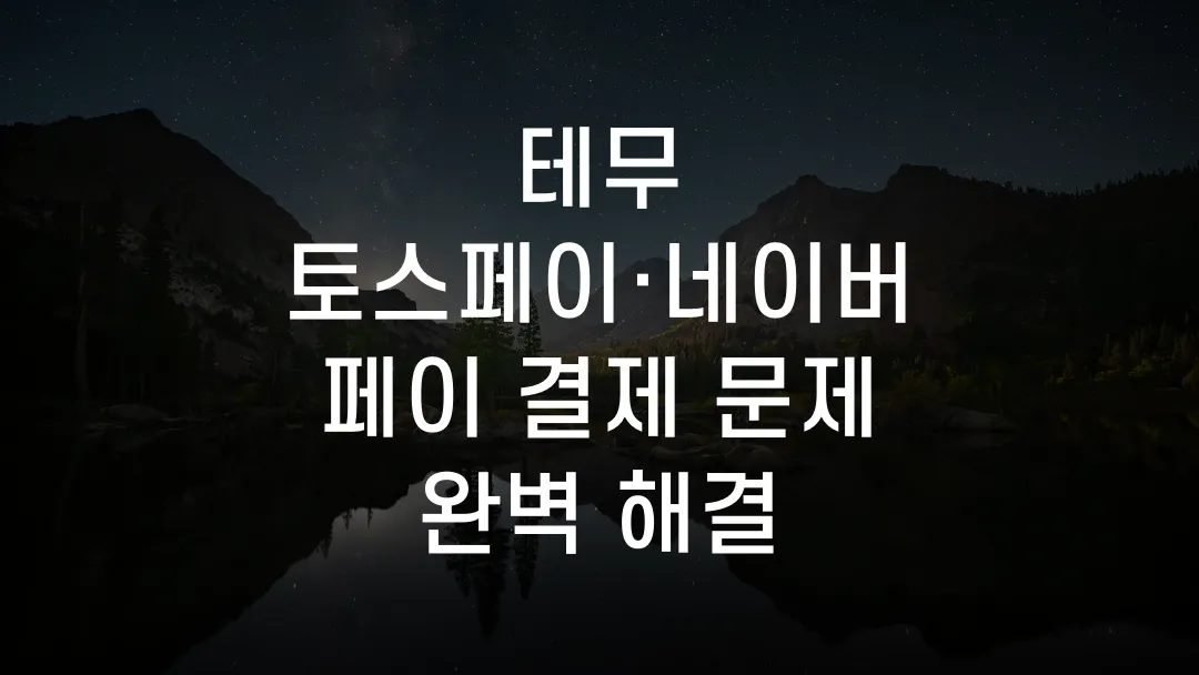 테무 토스페이&middot;네이버페이 결제 문제 완벽 해결