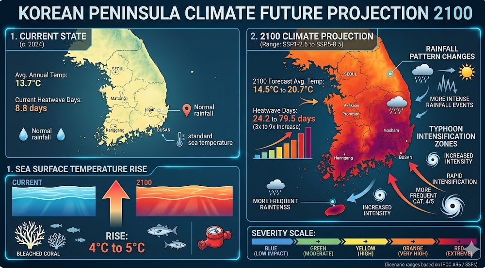 한반도 2024 기온 14.5도 역대 1위 21세기말 최대 7도 상승 전망