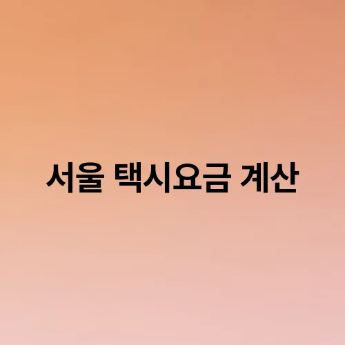 서울 택시요금 계산