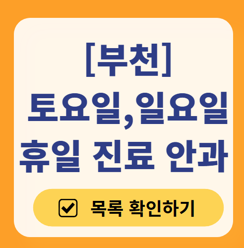 부천 일요일 문 여는 안과 목록 ❘ 토요일, 주말, 공휴일 진료 영업 병원 찾기