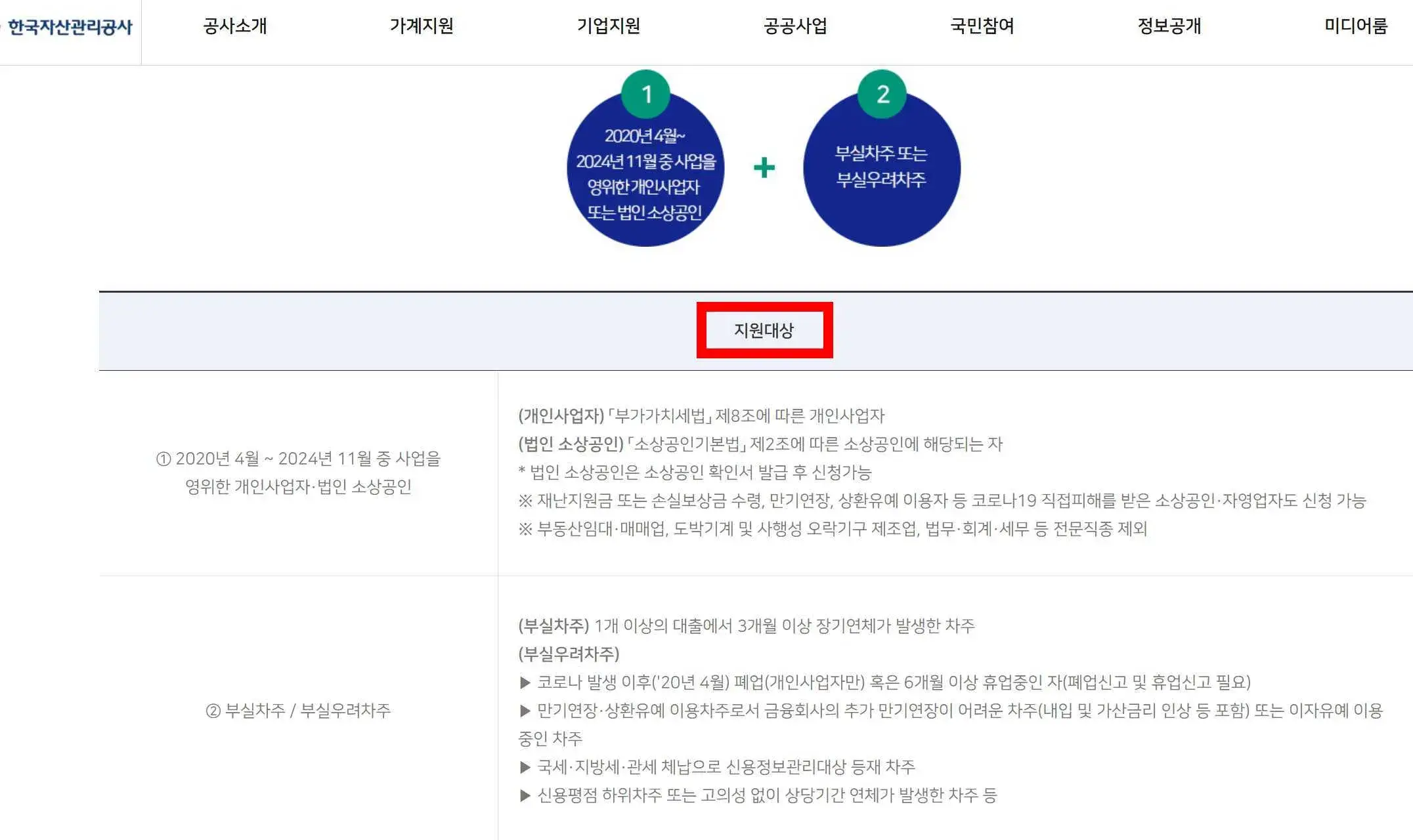 한국자산관리공사 홈페이지