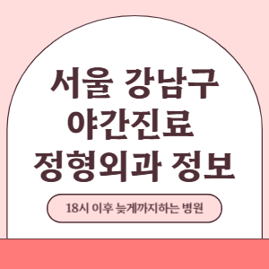 서울 강남구 야간진료 정형외과 병원 (18시 이후 늦게까지하는 병원)