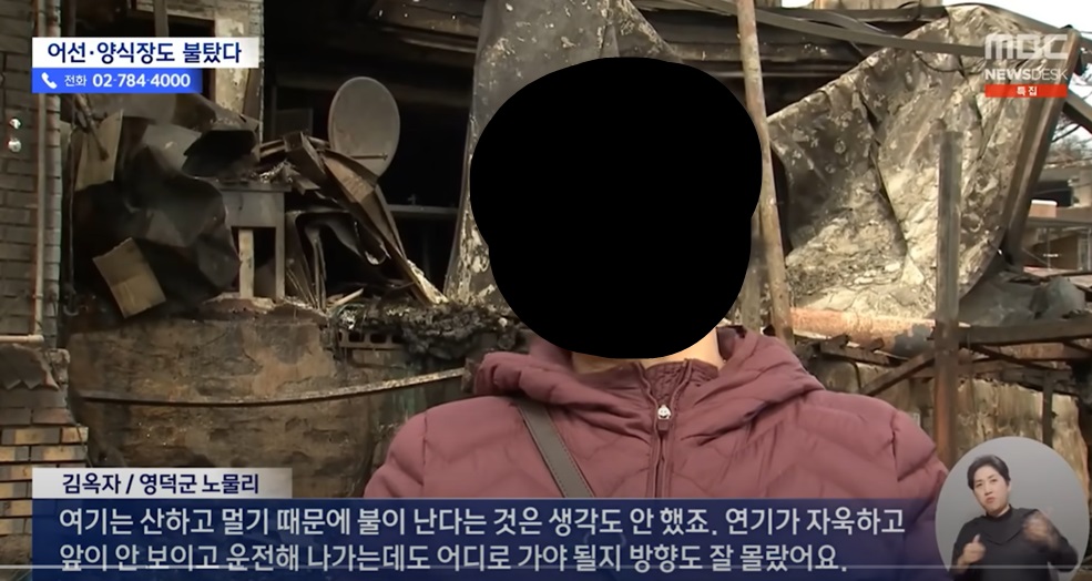 영덕 동해안 마을에 미친 산불의 피해