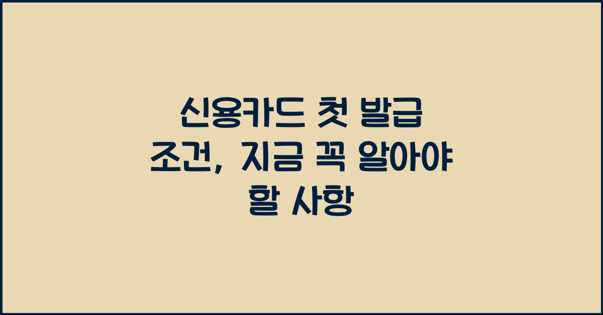 신용카드 첫 발급 조건