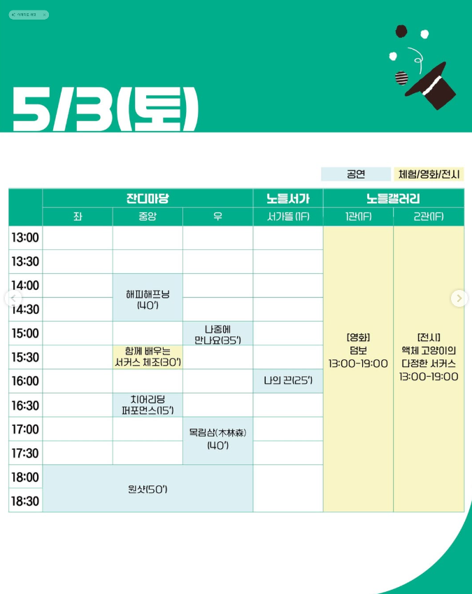 서울서커스 페스티벌 5월3일 축제 일정