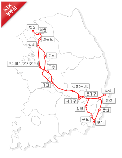KTX 경부선 노선도