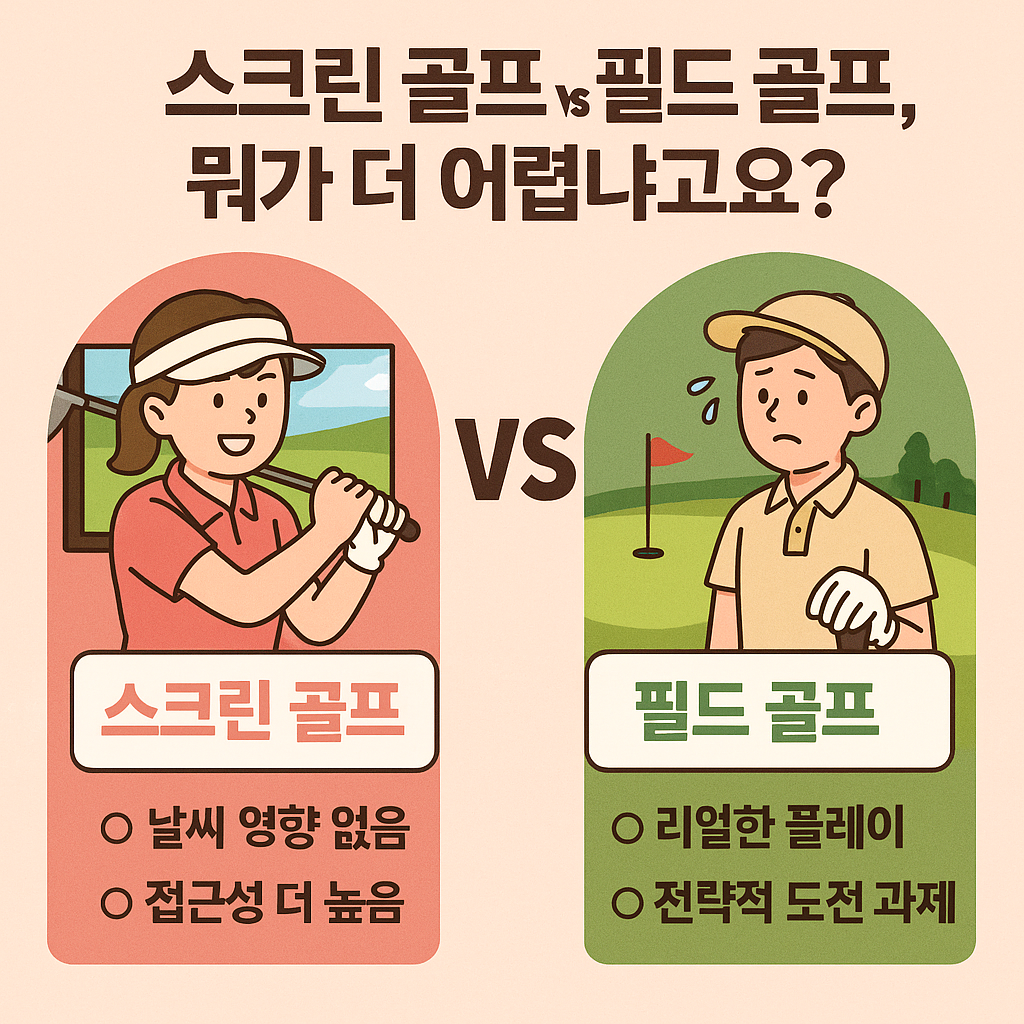 스크린 골프 vs 필드 골프, 뭐가 더 어려울까? (차이점, 즐길까?, 어려운 골프는?)