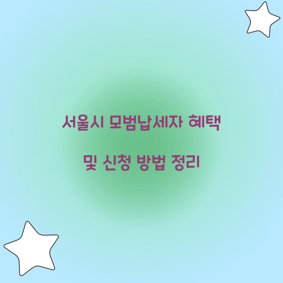 서울시 모범납세자 혜택
