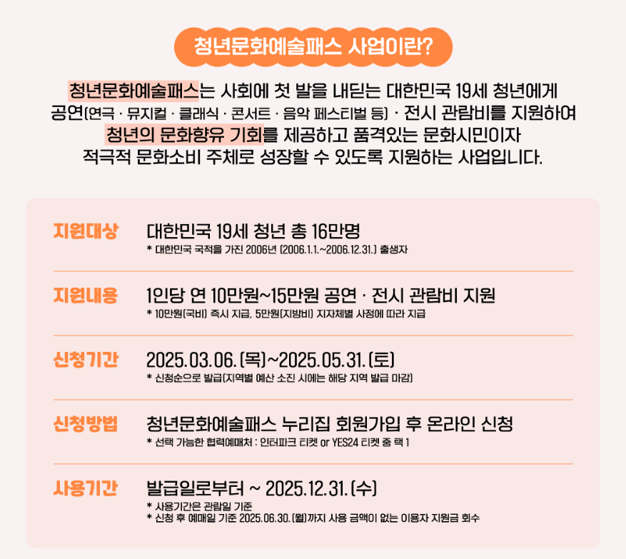 청년문화 예술 패스 사업 내용