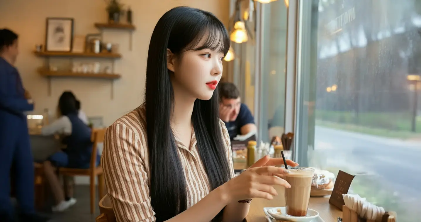 카페에 있는 여성