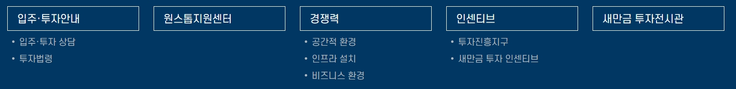 산업 및 스마트 수변 도시 조성 현황 페이지