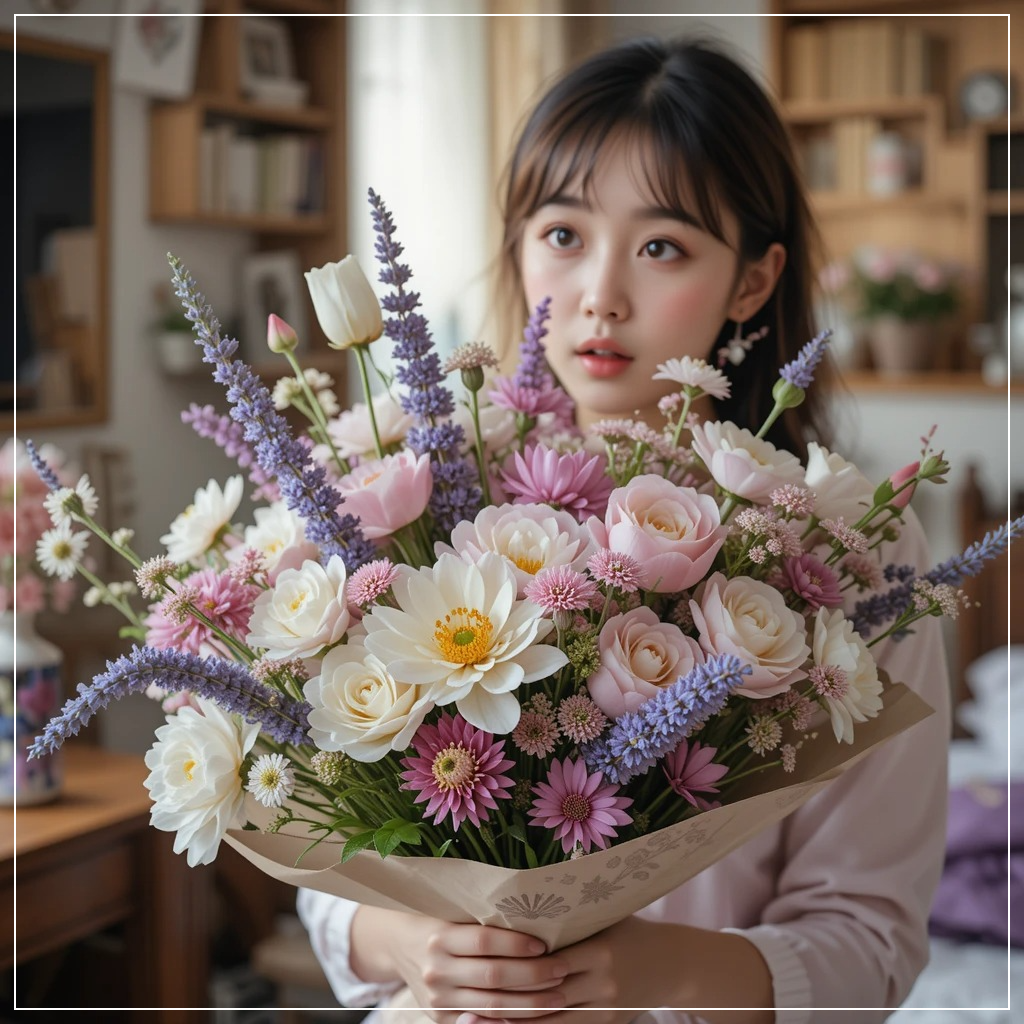 꽃다발-선물받은-여성