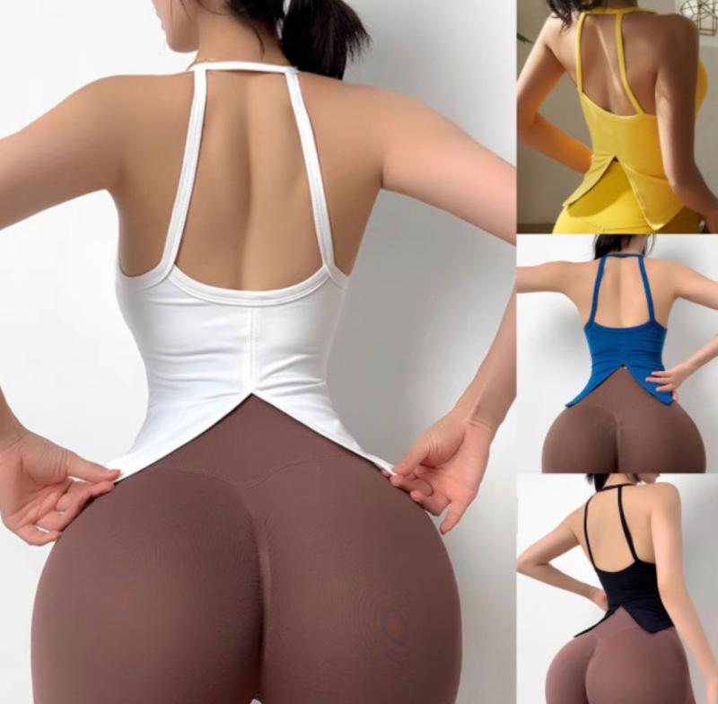 필라테스브라탑 홀터넥요가복 스포츠 요가탑 민소매 헬스 나시 B