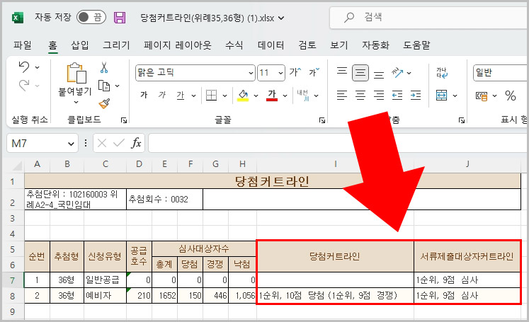 LH 국민임대 공공임대 커트라인 경쟁률