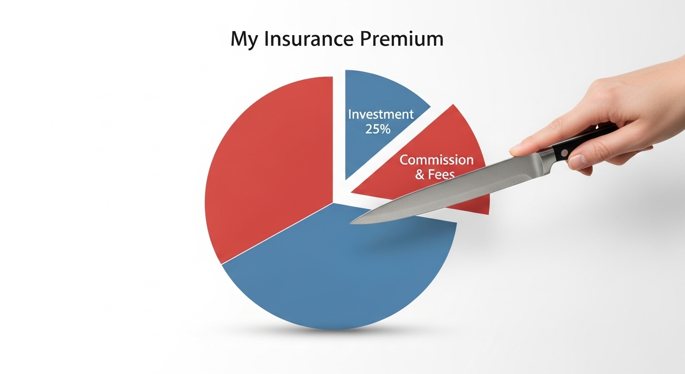 '내 보험료'라는 파이에서 '사업비'라는 거대한 조각이 떨어져 나가는 모습