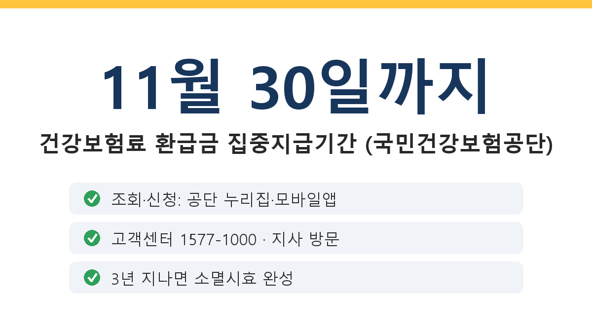 건강보험료 환급금 집중지급기간 11월 30일까지 조회 신청