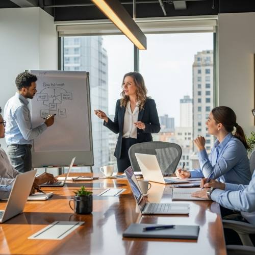 회의하는 사진으로 거버넌스를 예시하는 사진