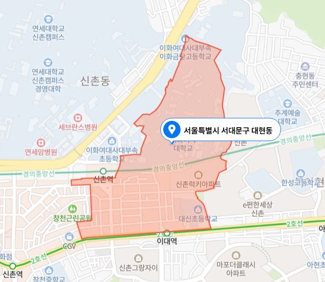 지도상-대현동-면적