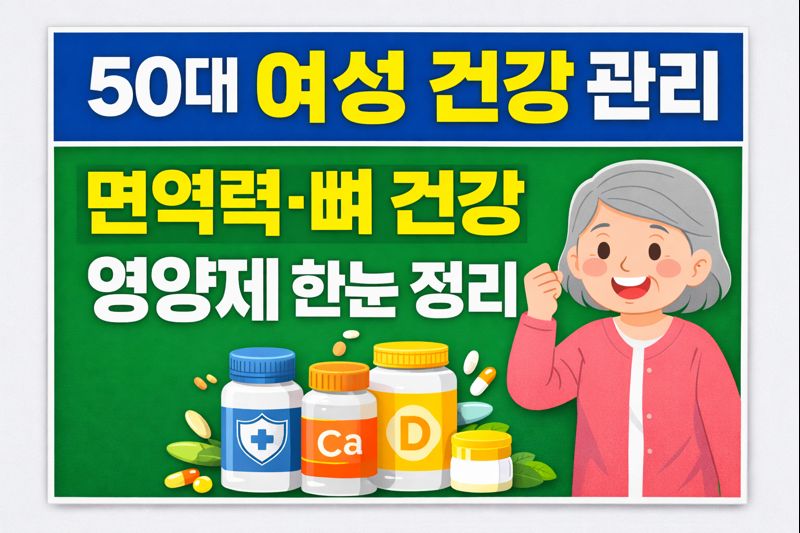 50대 여성 건강 관리 면역력 뼈 건강 영양제
