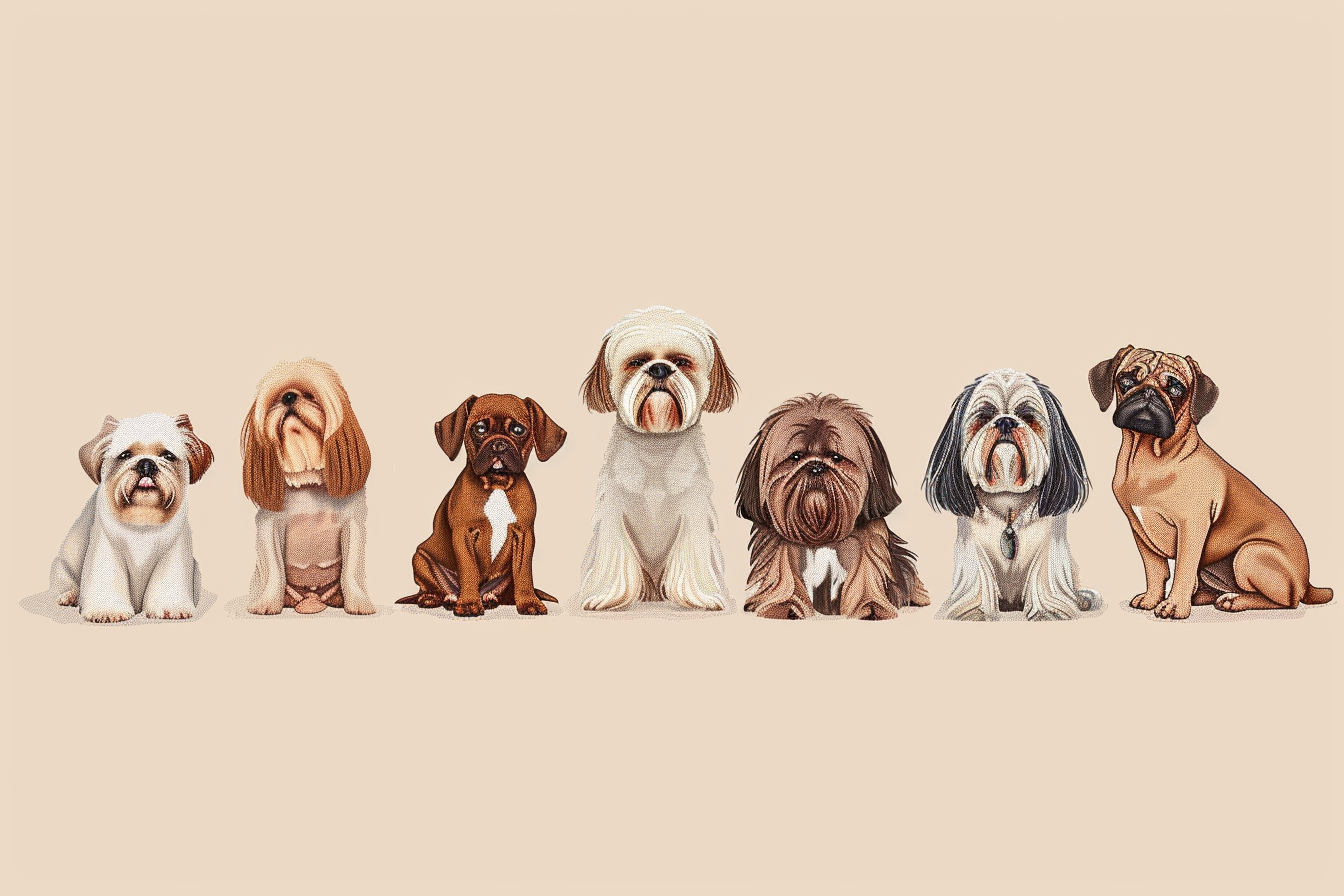 Lineup of dog breeds prone to Malassezia dermatitis