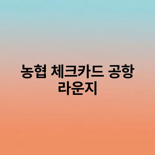 농협 체크카드 공항 라운지