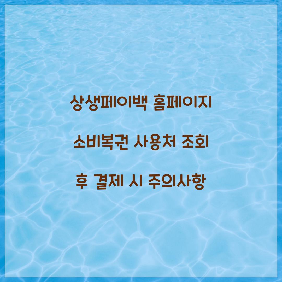 상생페이백 홈페이지 소비복권 사용처 조회 후 결제 시 주의사항