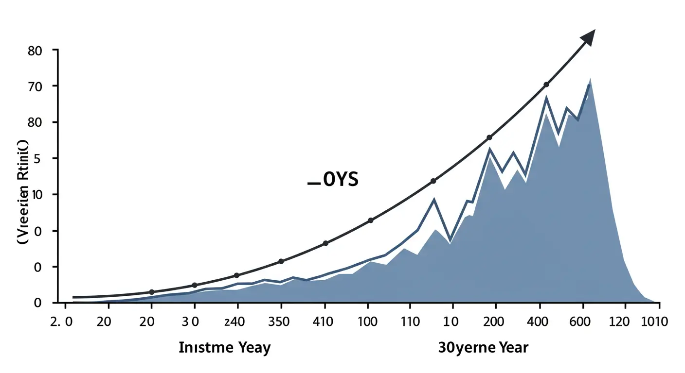 원금보장형 저수익 저위험의 연금저축보험과 원금 비보장형 고수익 고위험의 연금저축펀드의 수익률 그래프 비교