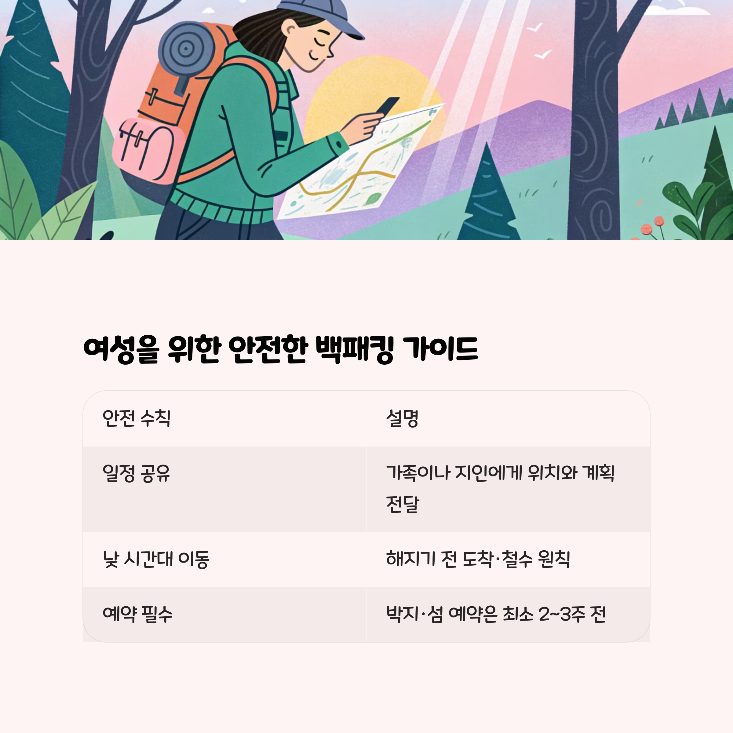 여성을 위한 안전한 백패킹 가이드