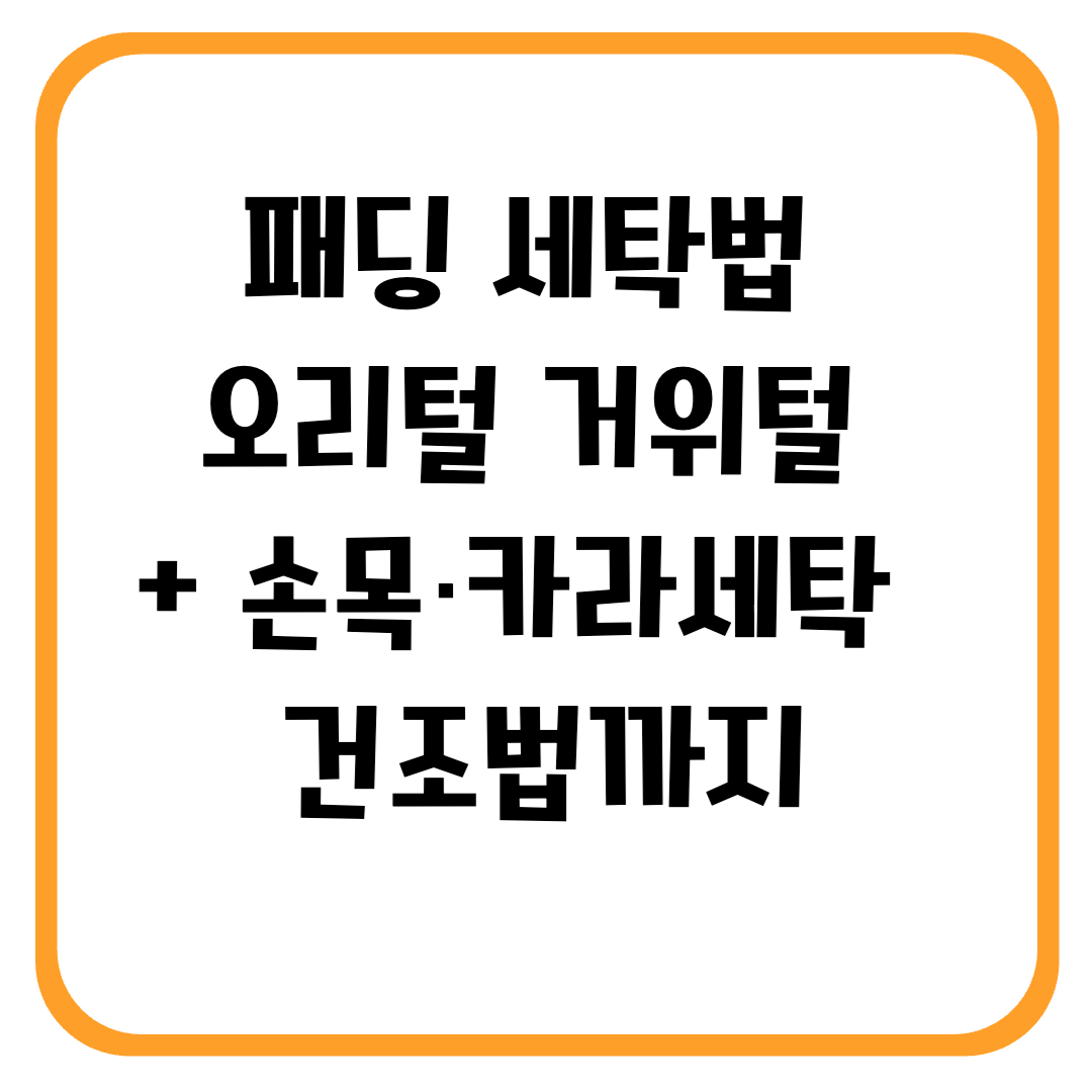 패딩 세탁법 오리털 거위털 [+손목 &middot; 카라세 &middot; 건조법까지]