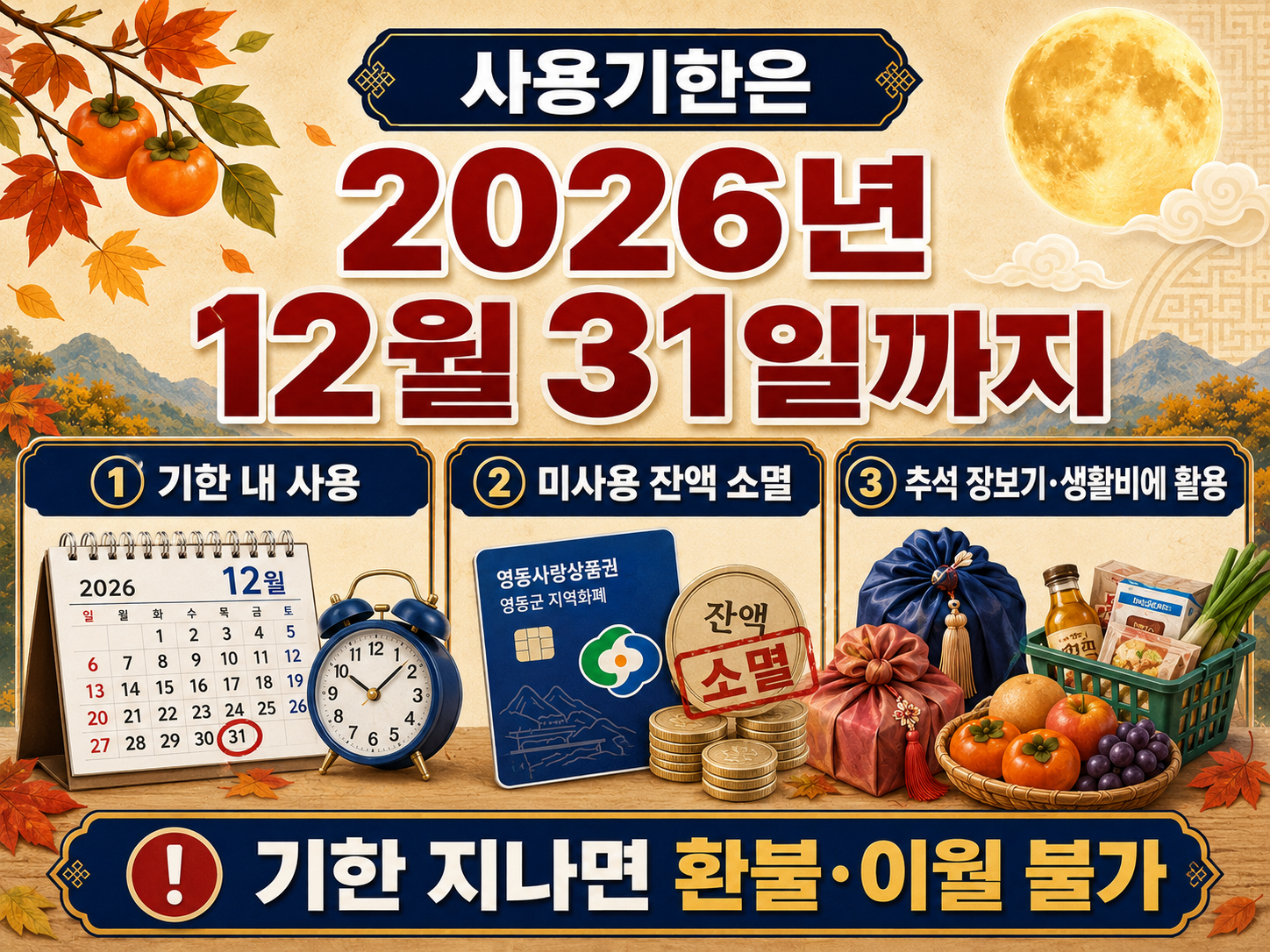 2026 영동군 추석 민생안정지원금 30만원｜신청기간&middot;지급일&middot;사용처