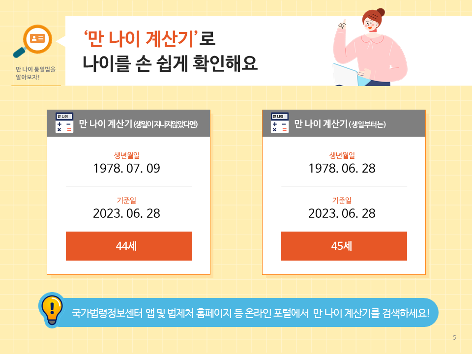 만 나이 계산법 예시 이미지