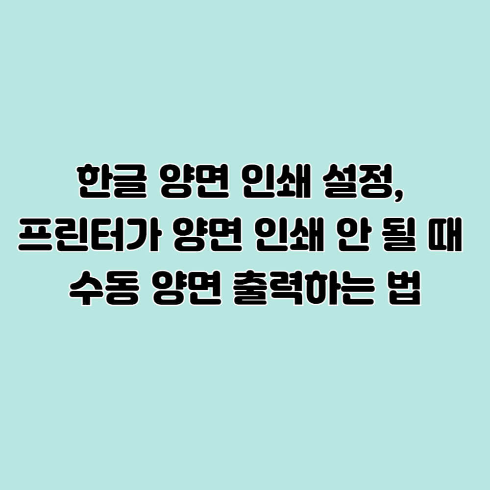 한글 양면 인쇄 설정, 수동 양면 인쇄 방법 동영상