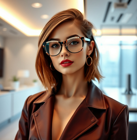 개성 있는 안경을 낀 여성 사진