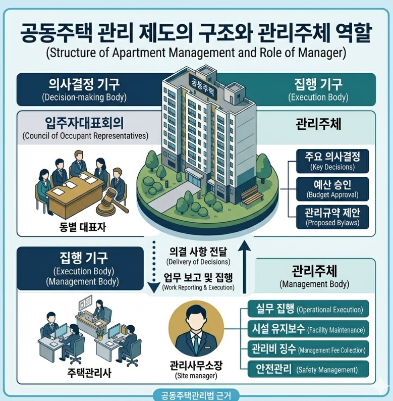 공동주택 관리 제도의 구조와 관리주체 역할 설명