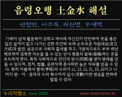 음령오행-토금수-해설