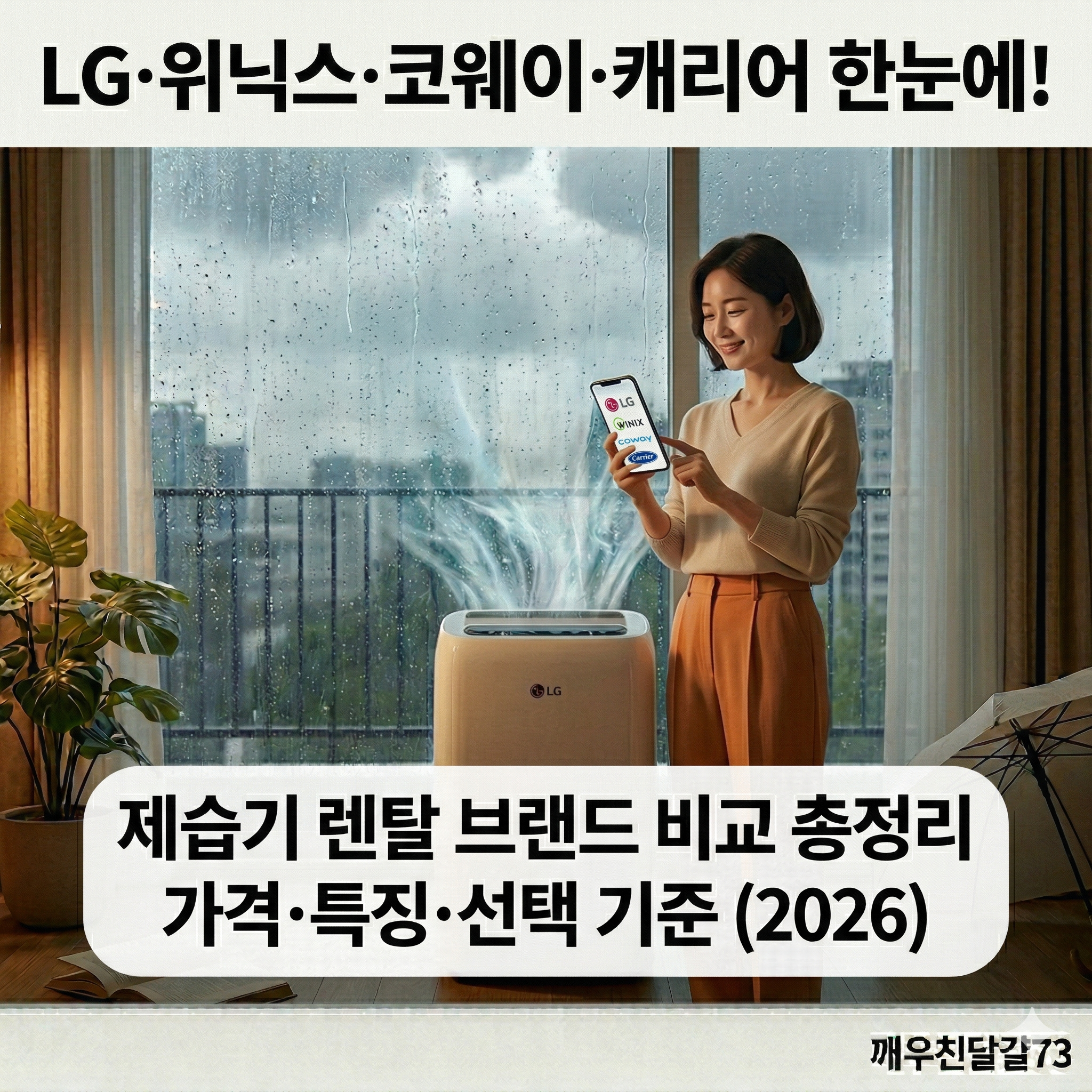 제습기 렌탈 브랜드 비교 총정리 — LG·위닉스·코웨이·캐리어 가격·특징 한눈에 (2026)