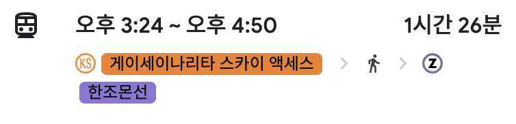 나리타공항에서 시부야 가는 지하철 경로 이미지