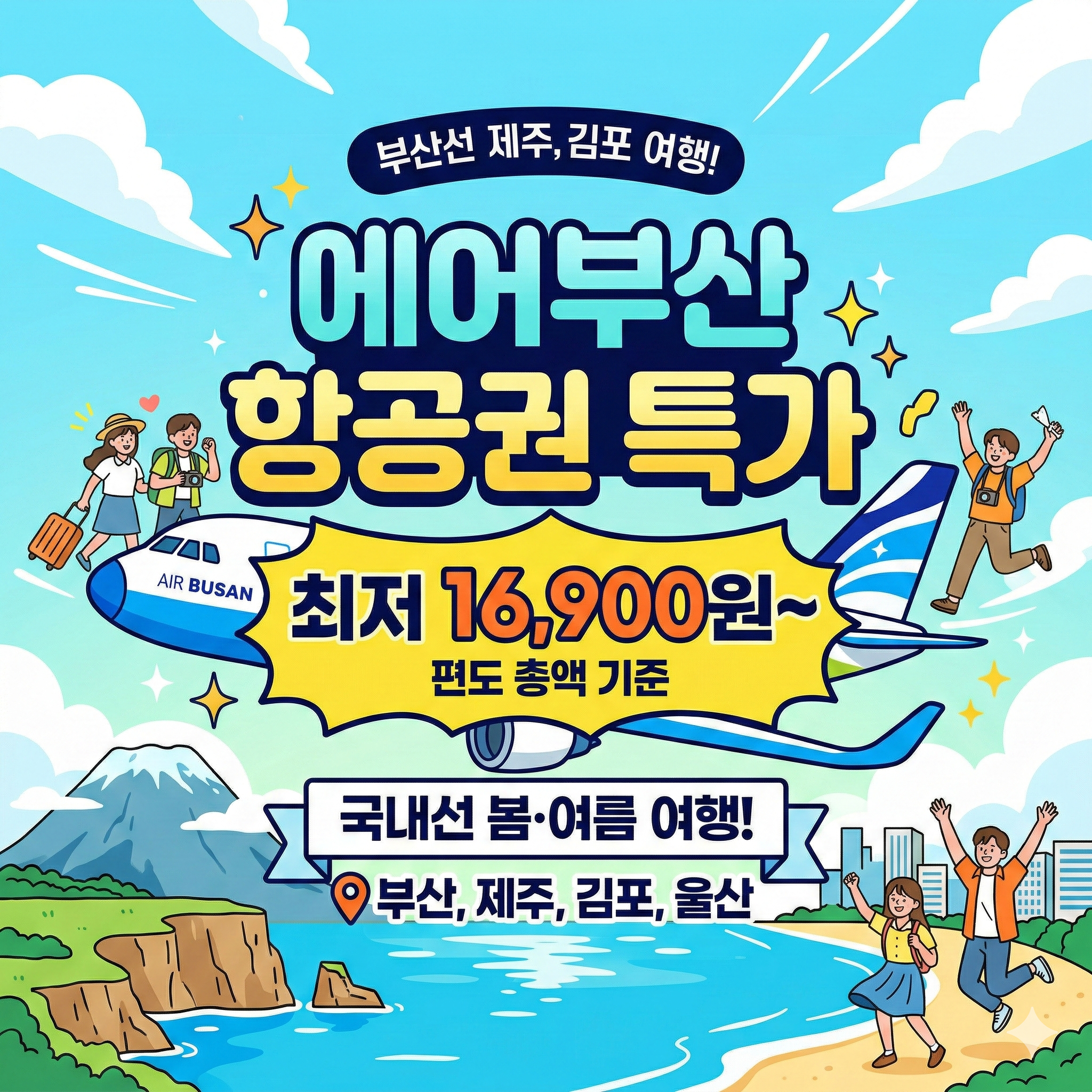 에어부산 항공권 특가 1만 원대! 국내선 봄 여름 여행 프로모션 예약 방법 정리