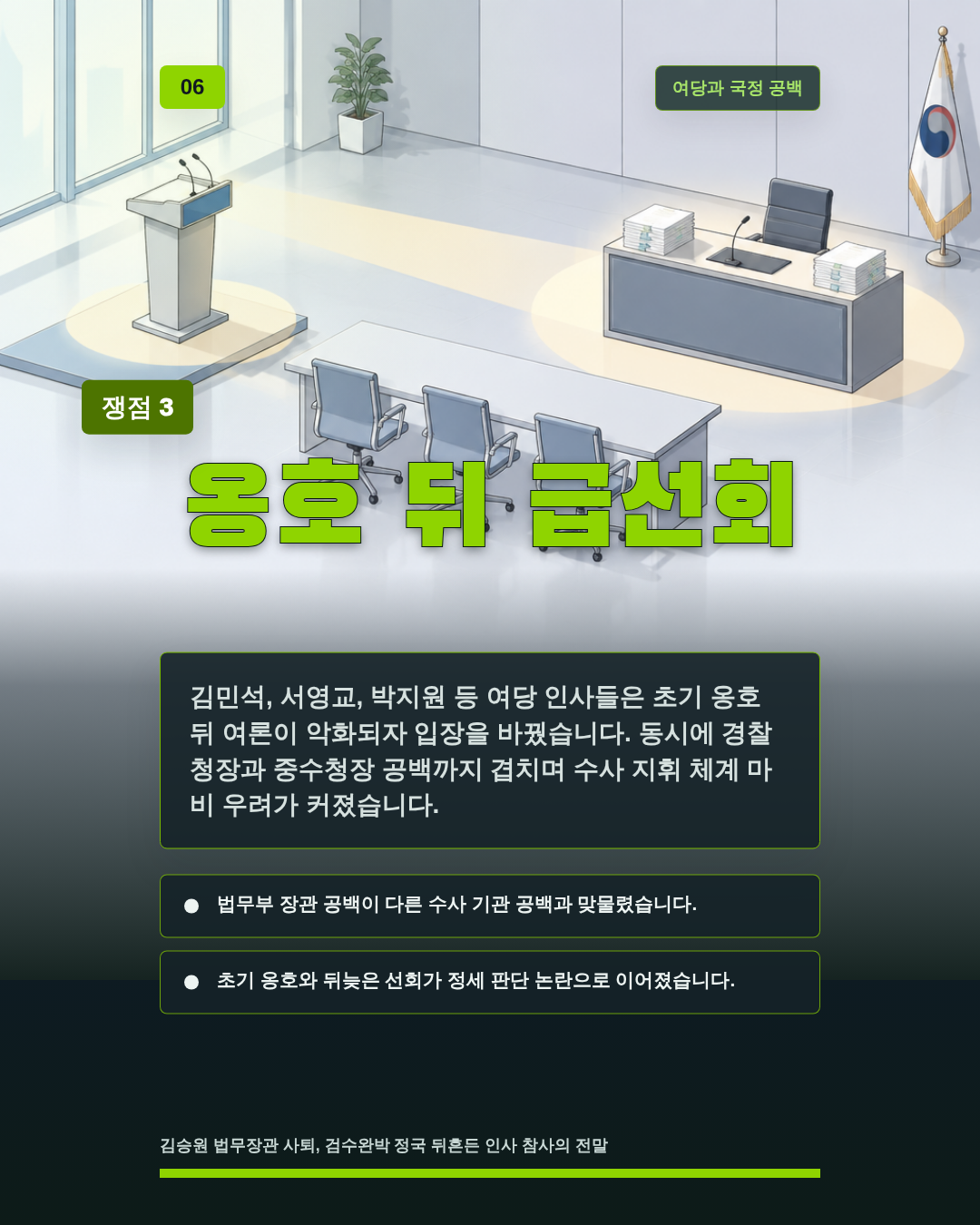 옹호 뒤 급선회