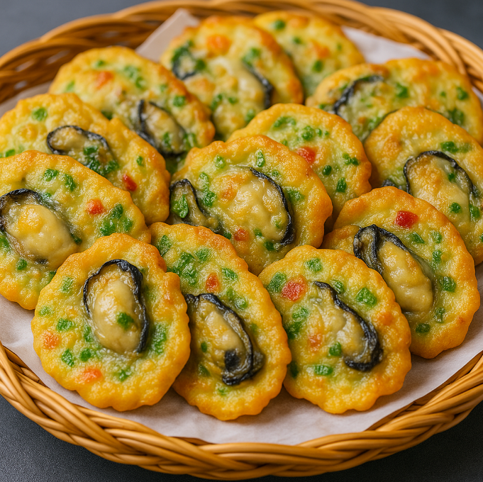 맛있는 굴전이 담겨 있는 사진