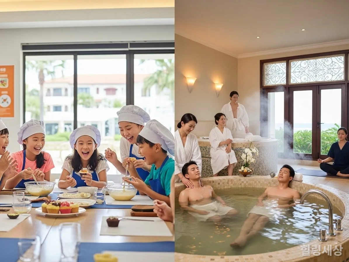 아이들의 교육 체험과 어른들의 힐링이 공존하는 웰니스 숙소의 모습