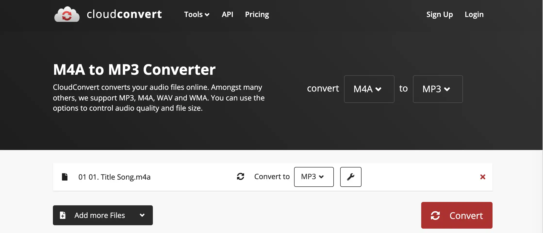 온라인 m4a mp3 변환 실행