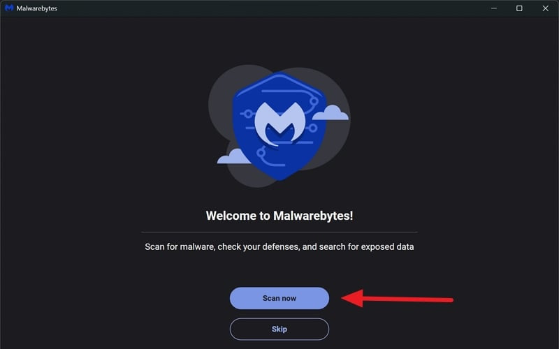 Malwarebytes 스캔 메뉴