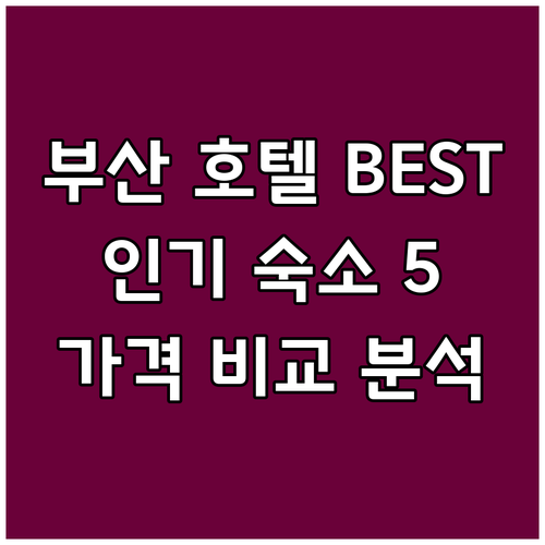 부산 호텔 비교 분석! 인기 숙소 B