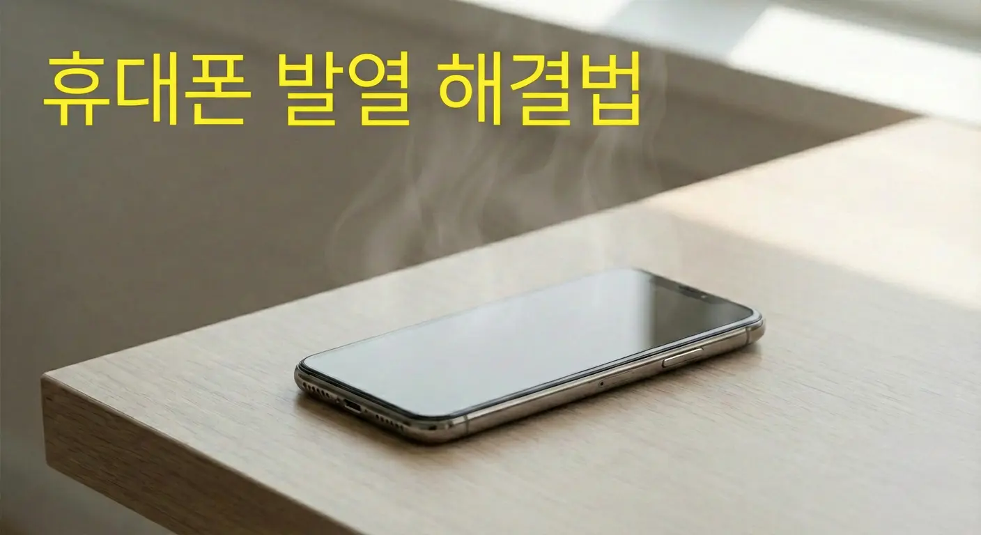 휴대폰이 갑자기 과도하게 뜨거워지는 발열 상황을 설명하는 이미지