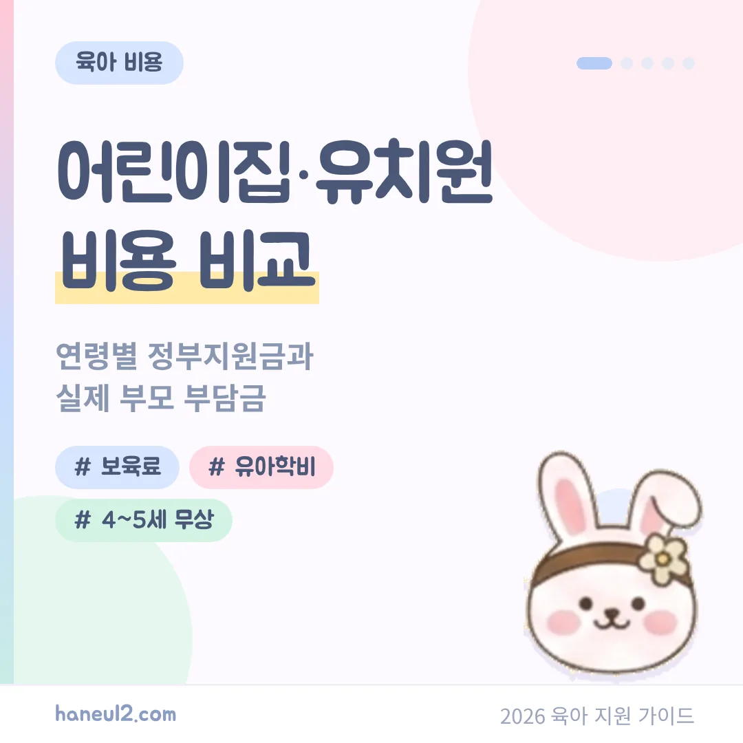 2026 어린이집 유치원 비용 비교