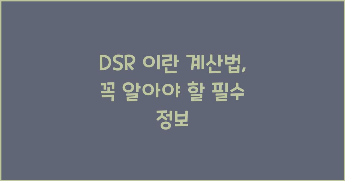 DSR 이란 계산법