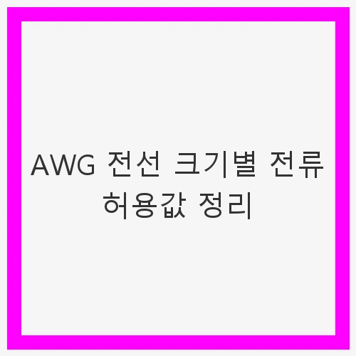 AWG 전선의 기본 개념